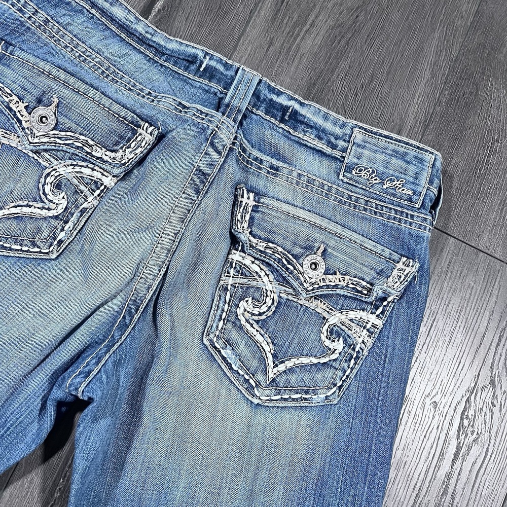 Big Star Jeans Womens Sz 32 Blue Remy Boot Cut Meduim Wash Pocket Flap Flare USA